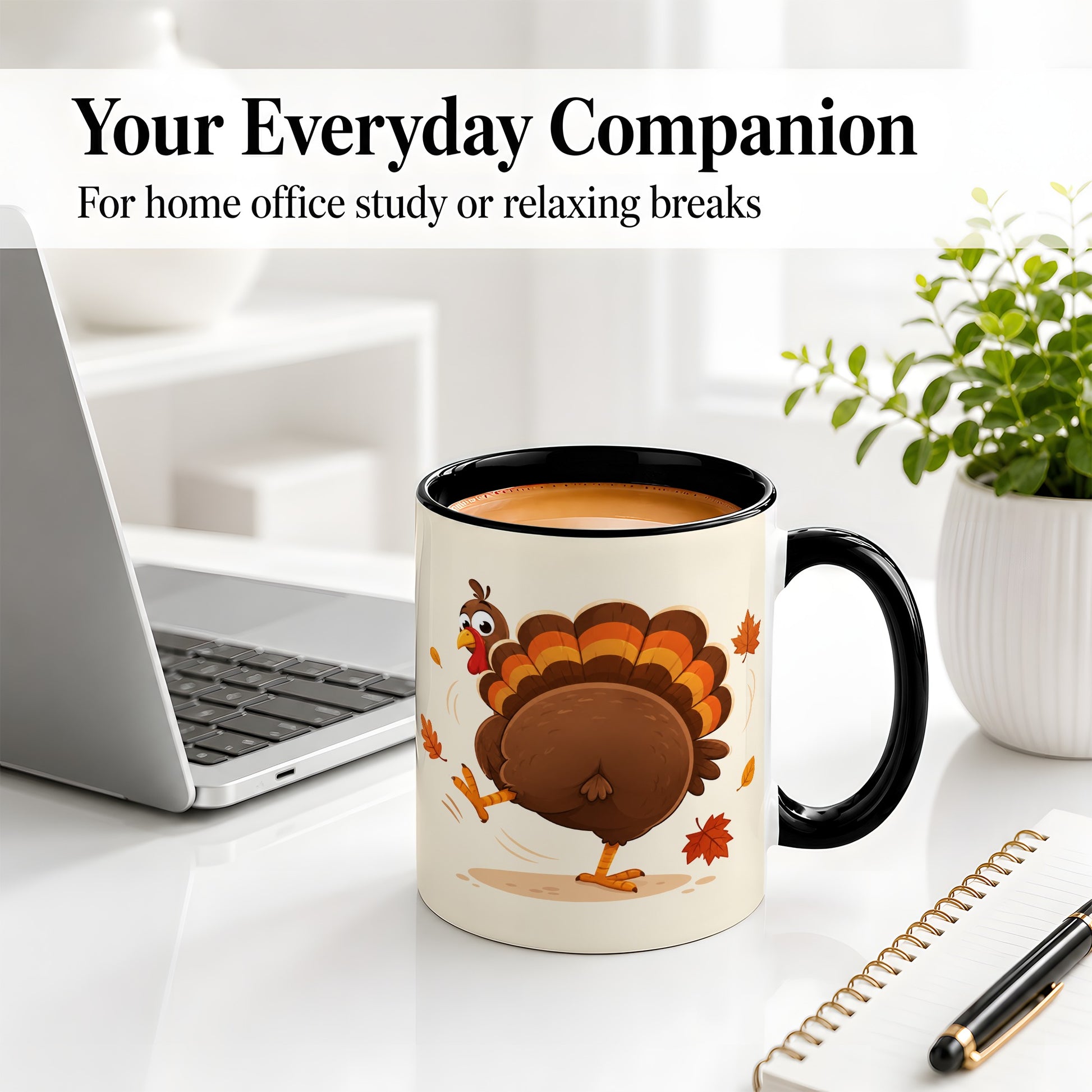 #pl[11oz|Black] Funny Turkey Accent Mug, Ceramic Mug with Dancing Back View Artwork