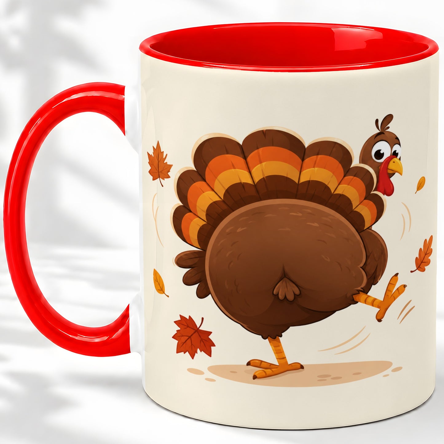 Funny Turkey Accent Mug, Ceramic Mug with Dancing Back View Artwork