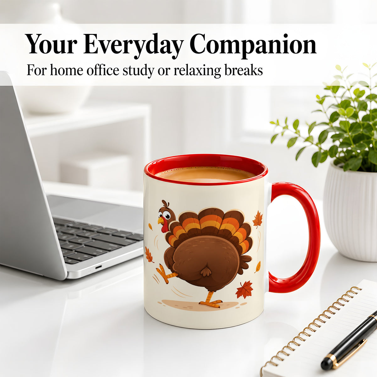 #pl[11oz|Red] Funny Turkey Accent Mug, Ceramic Mug with Dancing Back View Artwork