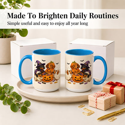 #pl[15oz|Blue] Halloween Dachshunds Accent Mug, Ceramic Mug with Costume Dog Artwork