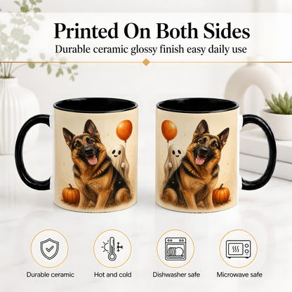 #pl[11oz|Black] German Shepherd Halloween Accent Mug, Ceramic Mug with Ghost Artwork