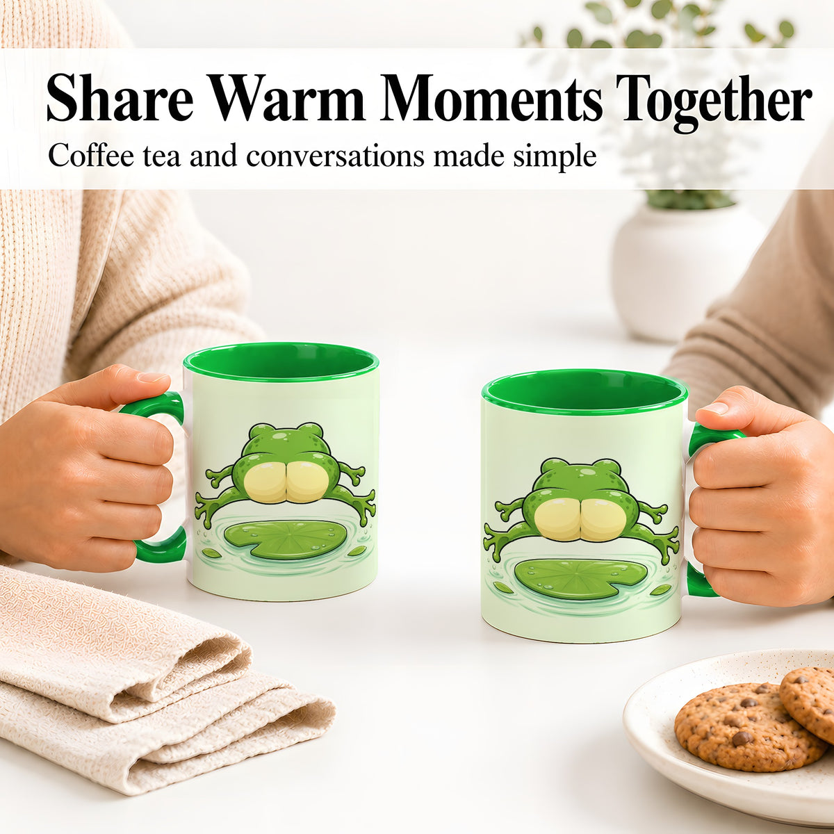 #pl[11oz|Green] Funny Frog Butt Ceramic Mug, Green Cartoon Art for Frog Lovers