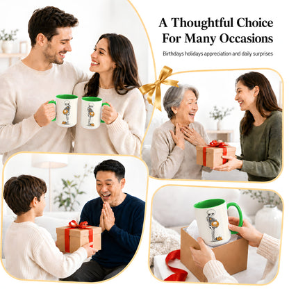 #pl[15oz|Green] Pregnant Skeleton Ceramic Mug, Halloween Art for Expecting Moms