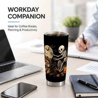 #pl[20oz|Steel] Night Graveyard Yorkie 20oz Tumbler, Halloween Art for Dog Lovers