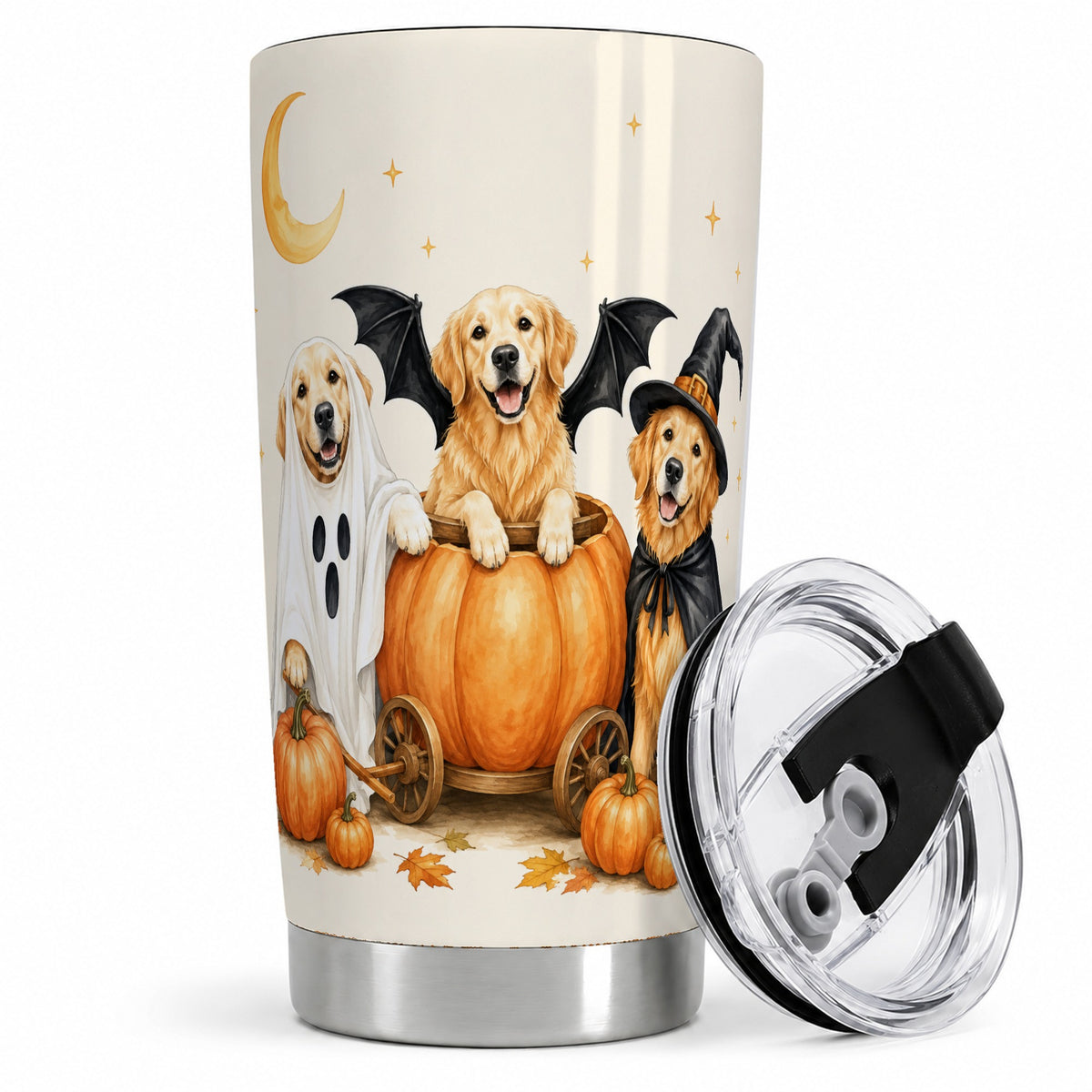 Halloween Golden Retriever 20oz Tumbler, Costume Pumpkin Artwork