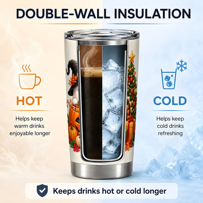 #pl[20oz|Steel] Holiday Ghost Turkey 20oz Tumbler, Halloween Christmas Seasonal Artwork