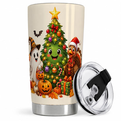 Ghost Turkey Christmas 20oz Tumbler, Cute Holiday Seasonal Artwork