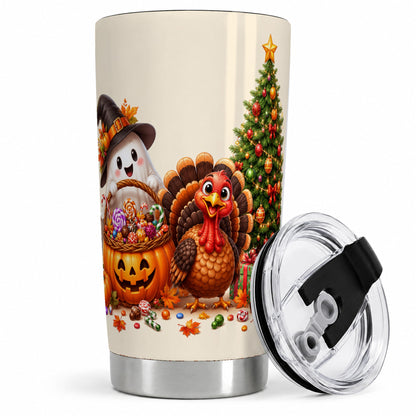 Ghost Turkey Holiday 20oz Tumbler, Pumpkin Christmas Seasonal Artwork