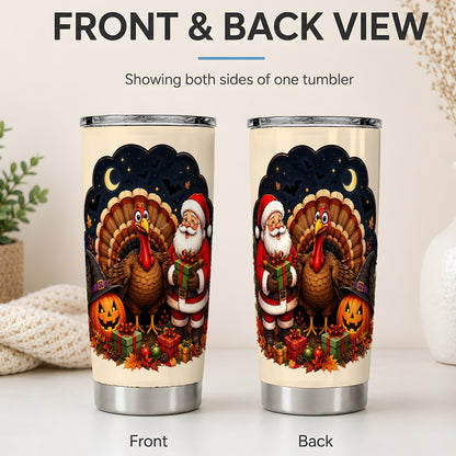 #pl[20oz|Steel] Turkey Santa Halloween 20oz Tumbler, Night Holiday Seasonal Artwork