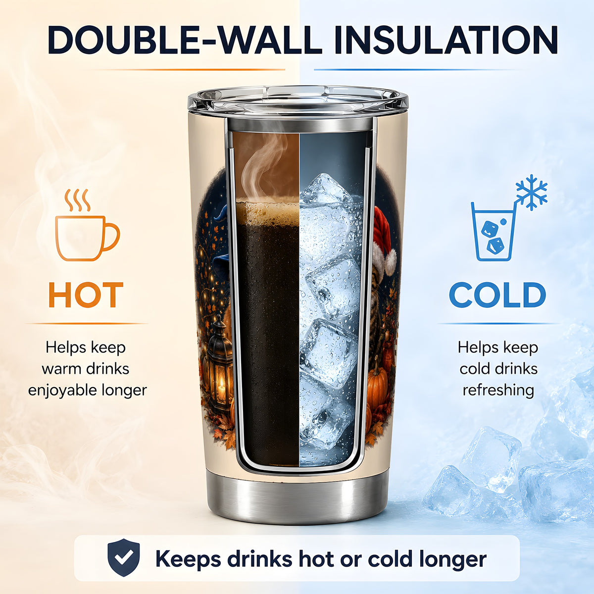 #pl[20oz|Steel] Witch Santa Cats 20oz Tumbler, Halloween Christmas Seasonal Artwork
