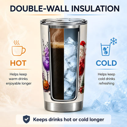 #pl[20oz|Steel] Festive Drinks 20oz Tumbler, Halloween Autumn Christmas Seasonal Art