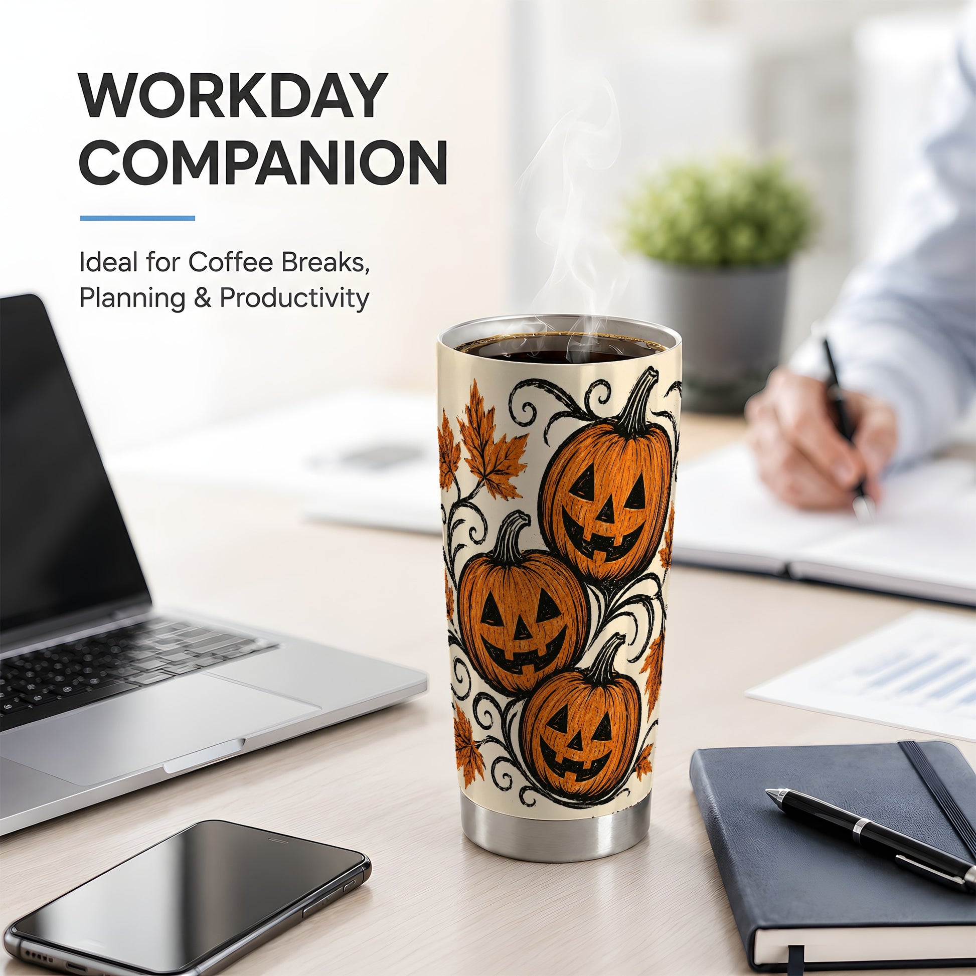 #pl[20oz|Steel] Jack O Lantern Trio 20oz Tumbler, Vintage Pumpkin Art for Fall Fans