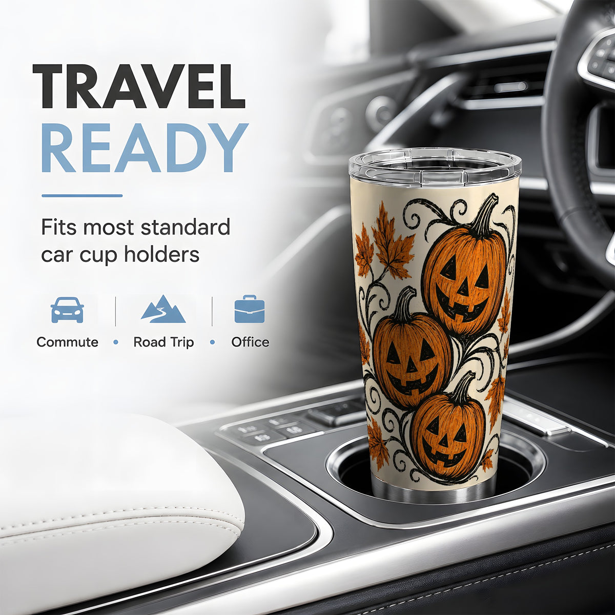 #pl[20oz|Steel] Jack O Lantern Trio 20oz Tumbler, Vintage Pumpkin Art for Fall Fans