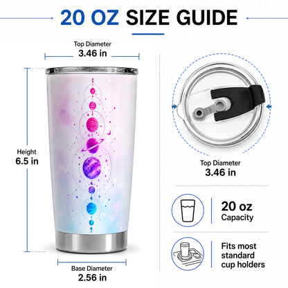 #pl[20oz|Steel] Cosmic Planet Alignment 20oz Tumbler, Pink Blue Galaxy Art for Space Fans