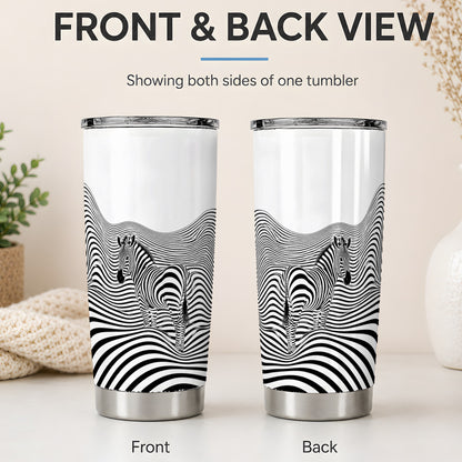 #pl[20oz|Steel] Optical Zebra 20oz Tumbler, Black White Wave Art for Animal Lovers
