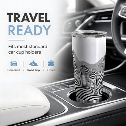#pl[20oz|Steel] Optical Zebra 20oz Tumbler, Black White Wave Art for Animal Lovers