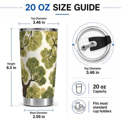#pl[20oz|Steel] Watercolor Forest 20oz Tumbler, Botanical Tree Art for Nature Fans
