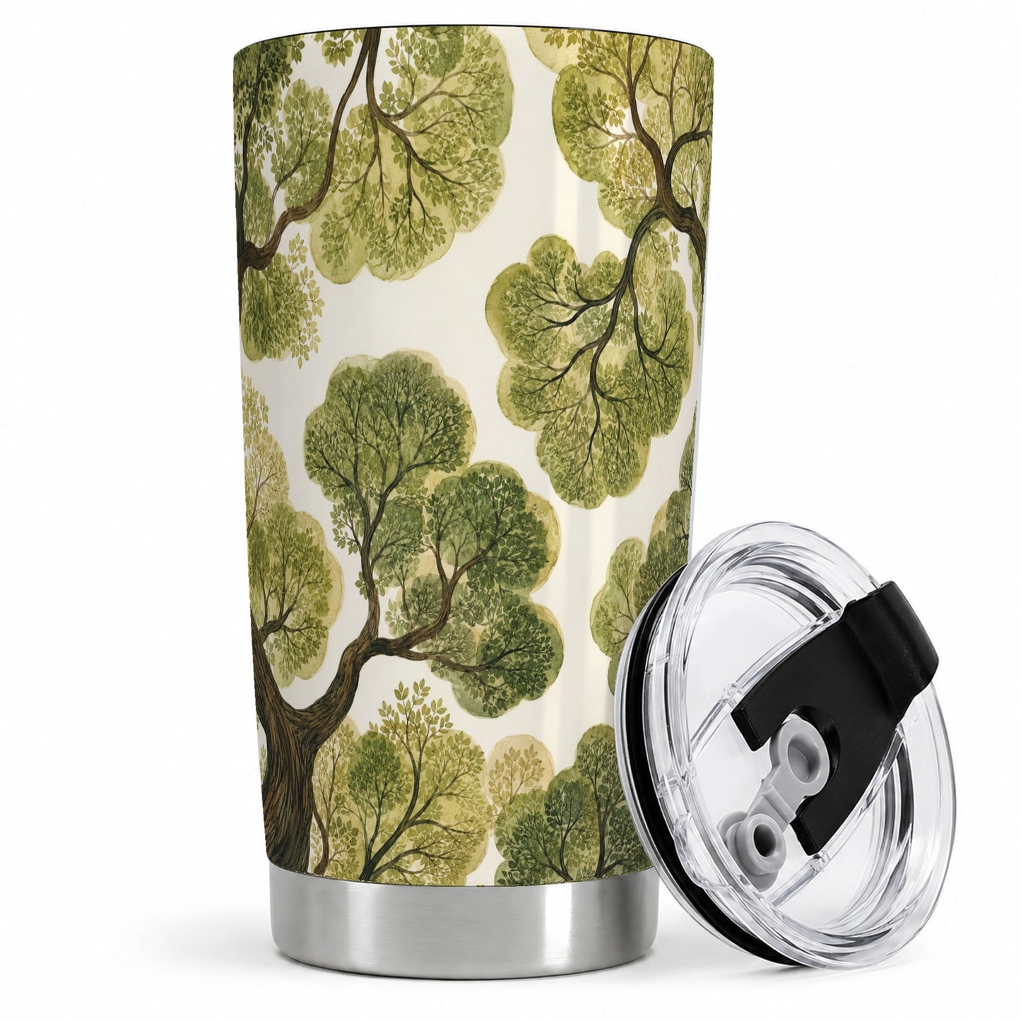 Watercolor Forest 20oz Tumbler, Botanical Tree Art for Nature Fans