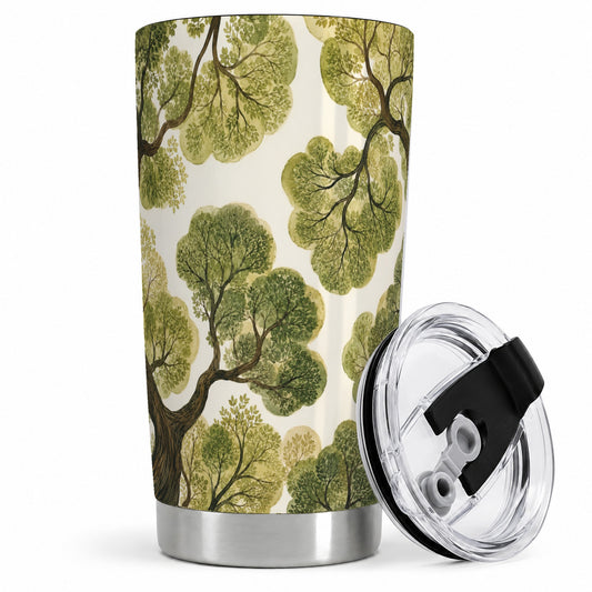 Watercolor Forest 20oz Tumbler, Botanical Tree Art for Nature Fans