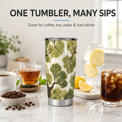 #pl[20oz|Steel] Watercolor Forest 20oz Tumbler, Botanical Tree Art for Nature Fans