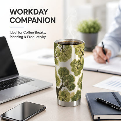 #pl[20oz|Steel] Watercolor Forest 20oz Tumbler, Botanical Tree Art for Nature Fans