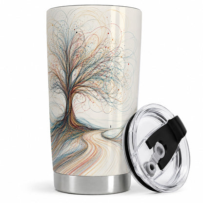 Abstract Tree 20oz Tumbler, Flowing Line Art for Modern Decor Fans