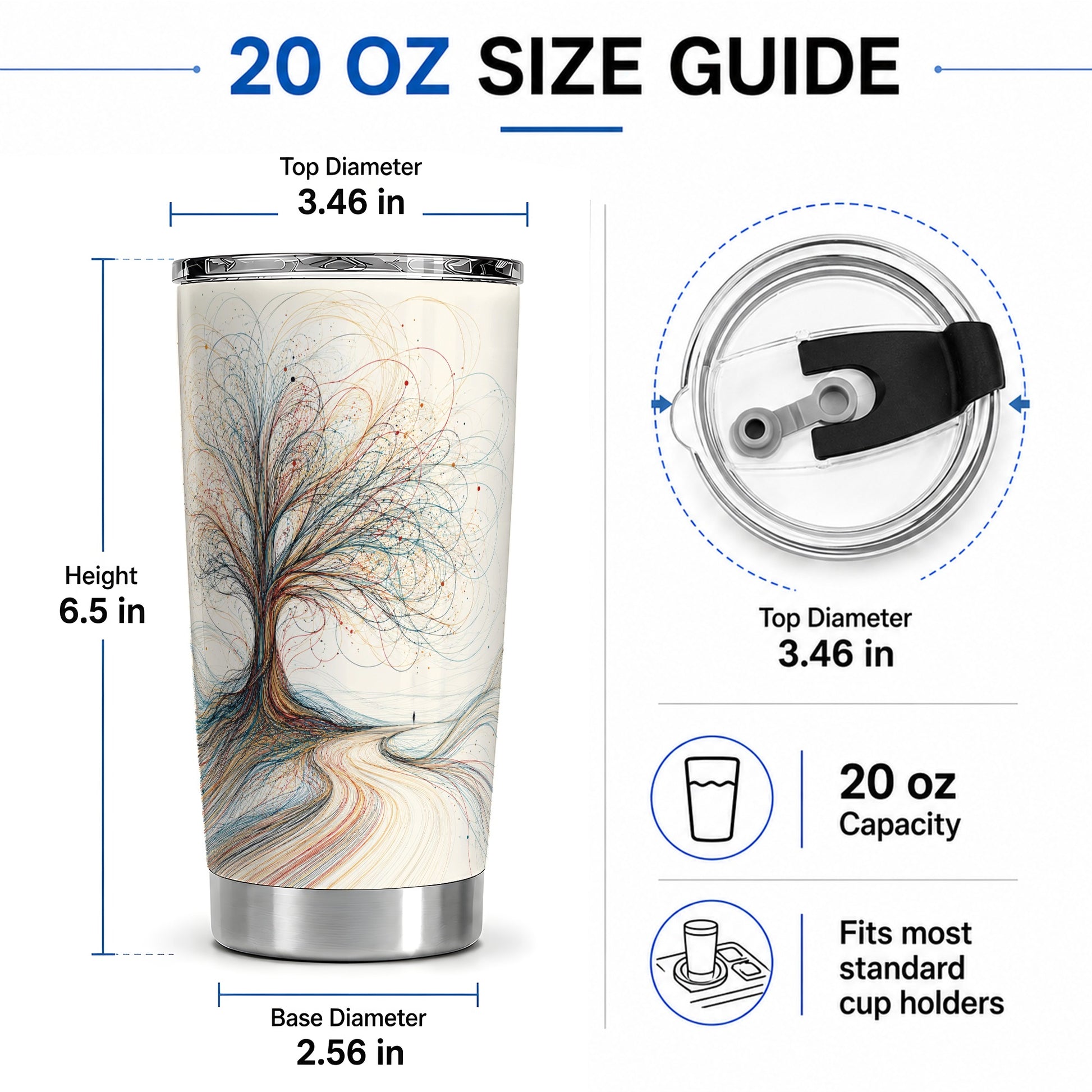 #pl[20oz|Steel] Abstract Tree 20oz Tumbler, Flowing Line Art for Modern Decor Fans