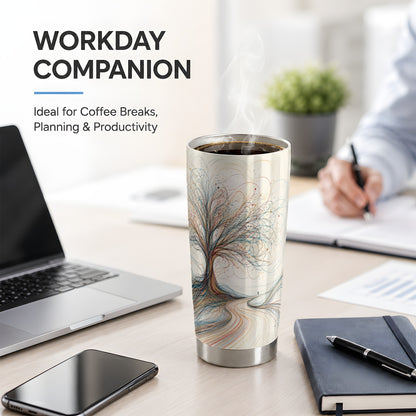 #pl[20oz|Steel] Abstract Tree 20oz Tumbler, Flowing Line Art for Modern Decor Fans