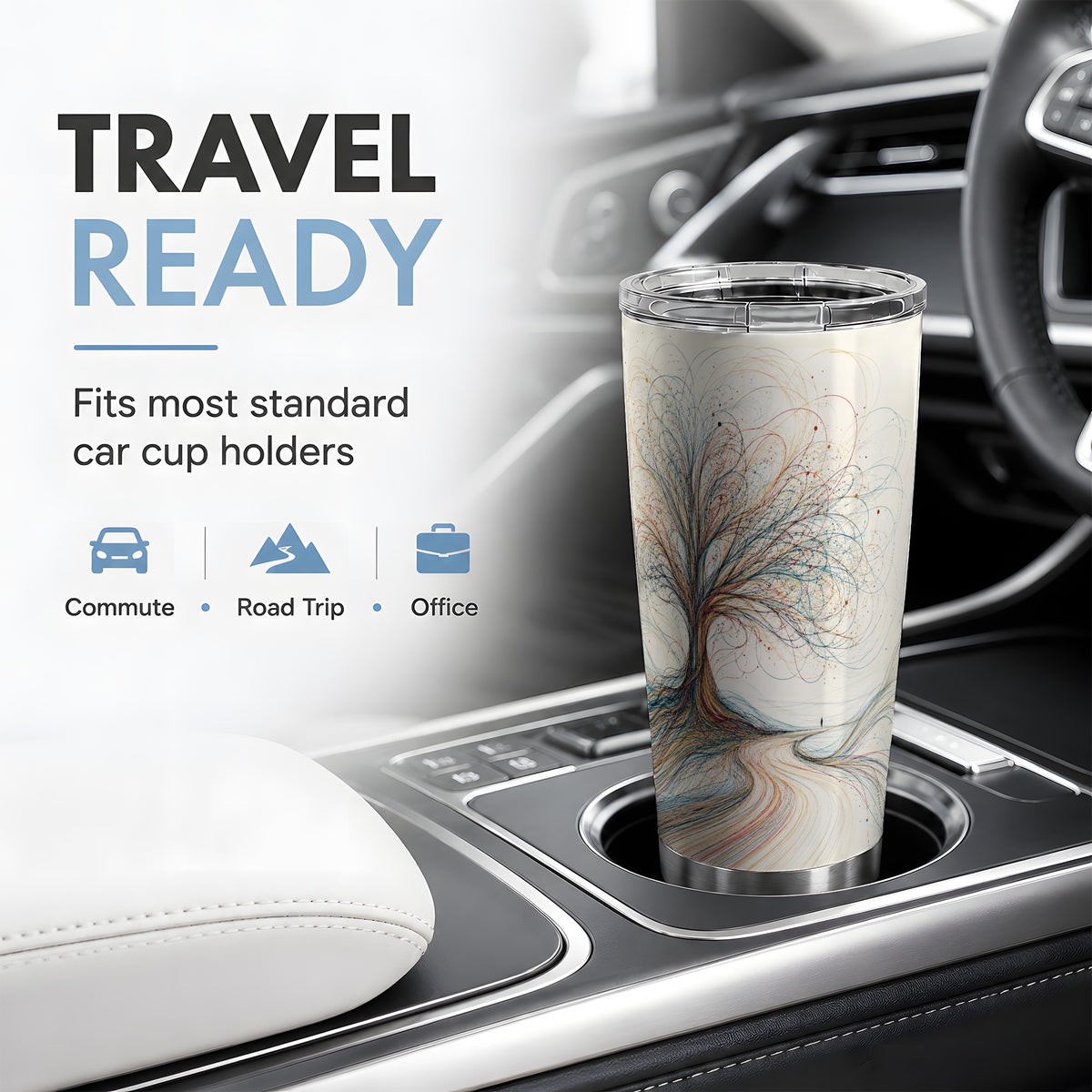 #pl[20oz|Steel] Abstract Tree 20oz Tumbler, Flowing Line Art for Modern Decor Fans