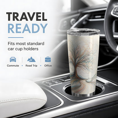 #pl[20oz|Steel] Abstract Tree 20oz Tumbler, Flowing Line Art for Modern Decor Fans