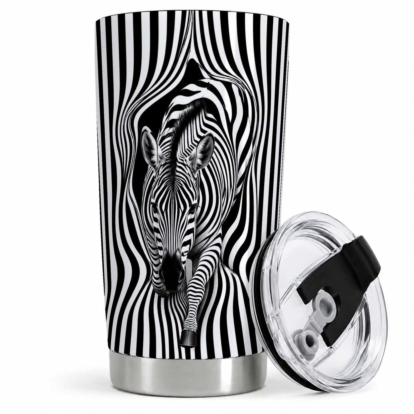 Optical Zebra 20oz Tumbler, Black White Animal Art for Zebra Fans