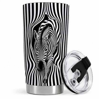 Optical Zebra 20oz Tumbler, Black White Animal Art for Zebra Fans