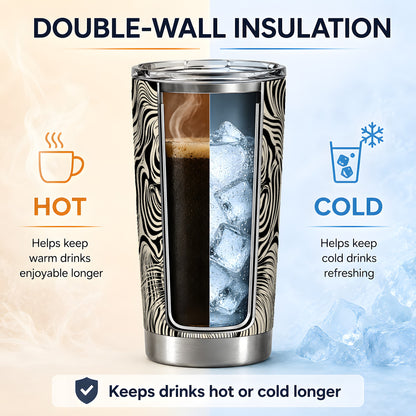 #pl[20oz|Steel] Optical Tiger 20oz Tumbler, Monochrome Flowing Line Art for Tiger Fans