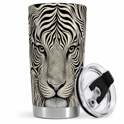 Optical Tiger 20oz Tumbler, Monochrome Flowing Line Art for Tiger Fans