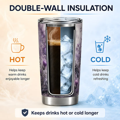 #pl[20oz|Steel] Purple Pigeon 20oz Tumbler, Moonlit Floral Bird Art for Bird Fans