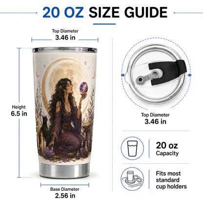 #pl[20oz|Steel] Mystic Fortune Teller Tumbler, 20oz Stainless Steel Tumbler with Moon Art