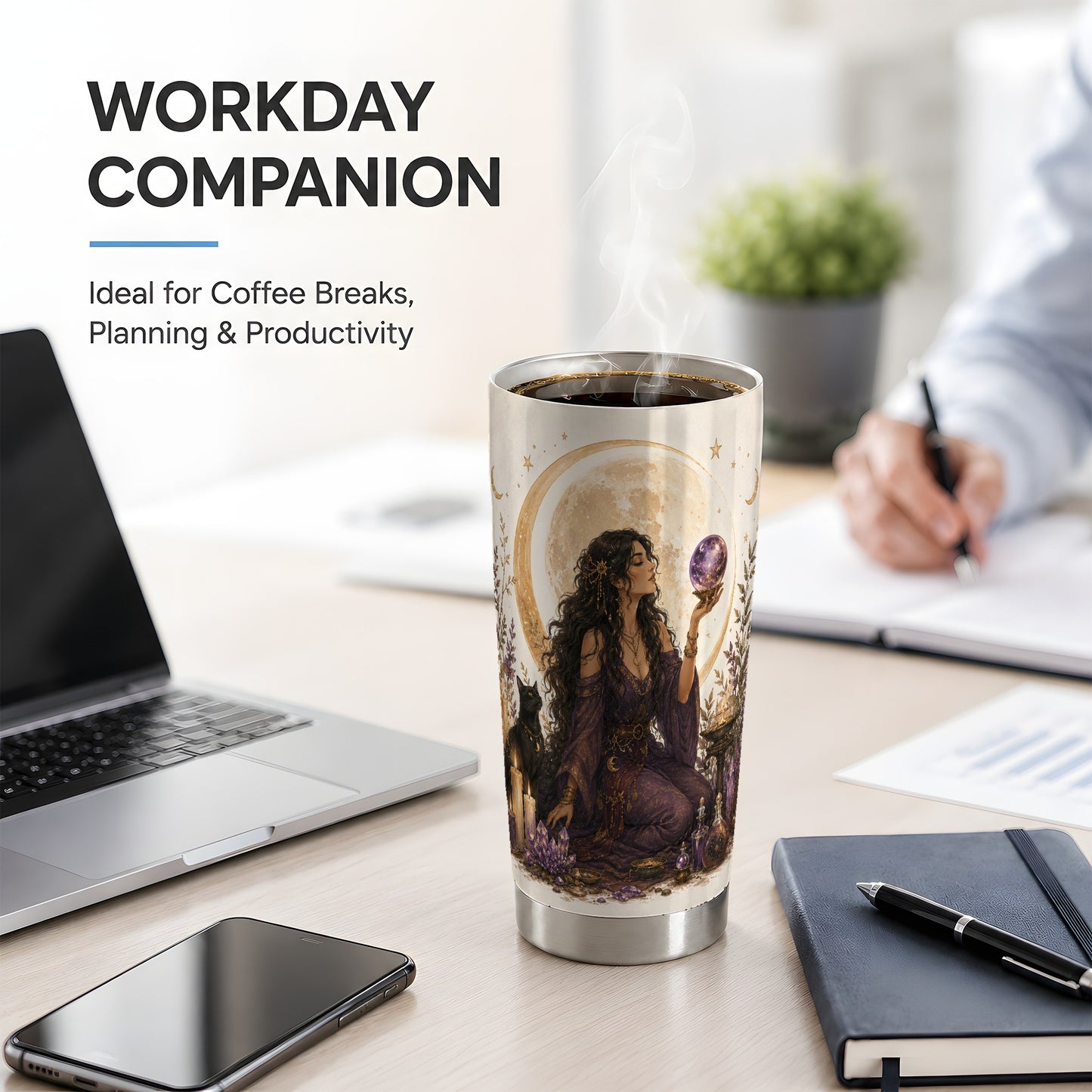 #pl[20oz|Steel] Mystic Fortune Teller Tumbler, 20oz Stainless Steel Tumbler with Moon Art