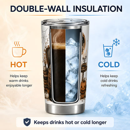 #pl[20oz|Steel] Cozy Ghost Reader Tumbler, 20oz Stainless Steel Tumbler with Book Art