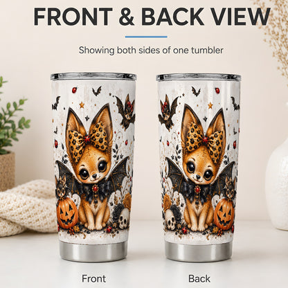 #pl[20oz|Steel] Cute Halloween Fox Tumbler, 20oz Stainless Steel Tumbler with Pumpkin Art