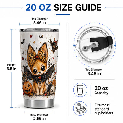 #pl[20oz|Steel] Cute Halloween Fox Tumbler, 20oz Stainless Steel Tumbler with Pumpkin Art