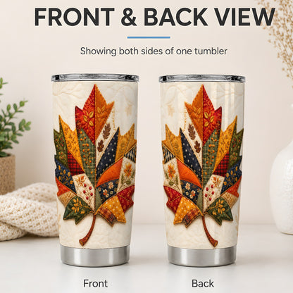 #pl[20oz|Steel] Patchwork Maple Leaf Tumbler, 20oz Stainless Steel Tumbler with Fall Art