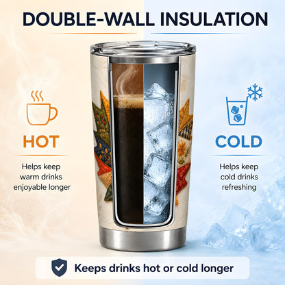 #pl[20oz|Steel] Patchwork Maple Leaf Tumbler, 20oz Stainless Steel Tumbler with Fall Art