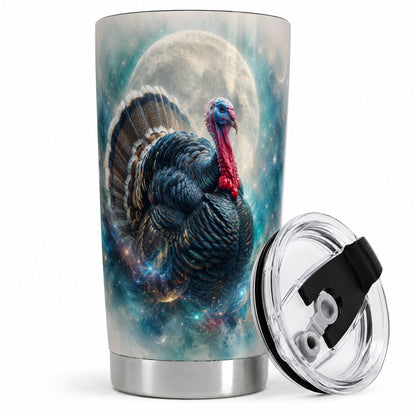 Cosmic Thanksgiving Turkey Tumbler, 20oz Tumbler with Moon Galaxy Art