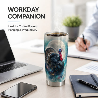 #pl[20oz|Steel] Cosmic Thanksgiving Turkey Tumbler, 20oz Tumbler with Moon Galaxy Art