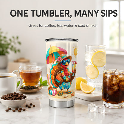 #pl[20oz|Steel] Tropical Turkey Tumbler, 20oz Tumbler with Beach Vacation Artwork