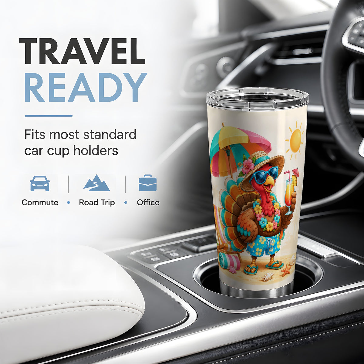 #pl[20oz|Steel] Tropical Turkey Tumbler, 20oz Tumbler with Beach Vacation Artwork
