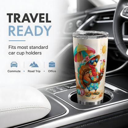 #pl[20oz|Steel] Tropical Turkey Tumbler, 20oz Tumbler with Beach Vacation Artwork