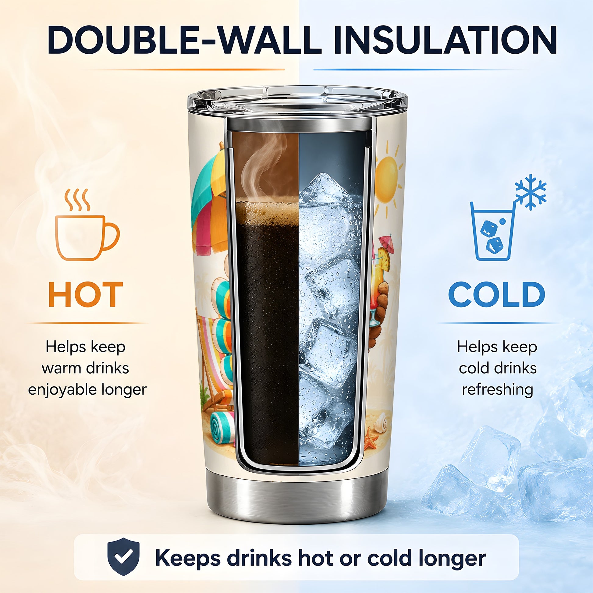 #pl[20oz|Steel] Tropical Turkey Tumbler, 20oz Tumbler with Beach Vacation Artwork