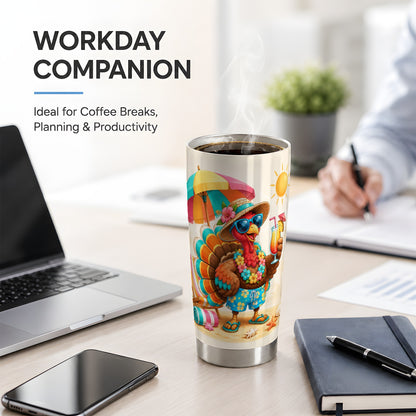 #pl[20oz|Steel] Tropical Turkey Tumbler, 20oz Tumbler with Beach Vacation Artwork