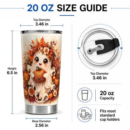 #pl[20oz|Steel] Cute Halloween Ghost Tumbler, 20oz Stainless Steel Tumbler with Pumpkin Art